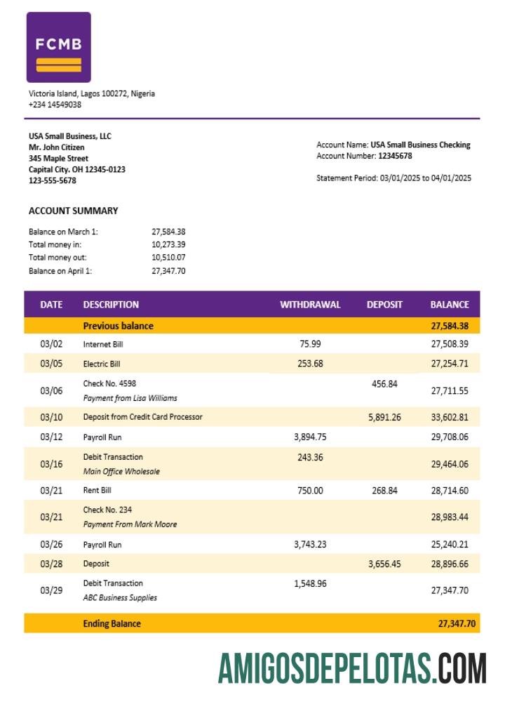 Baixável FCMB Organização Verificação de Extrato de Conta Modelo Word e PDF (1)